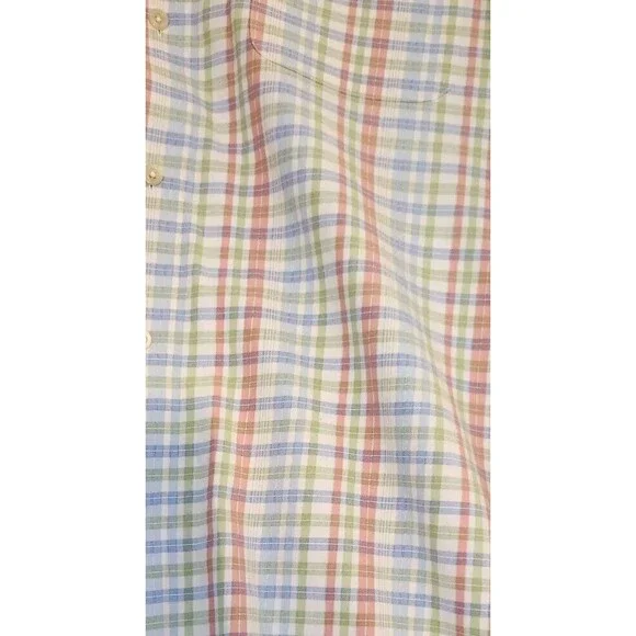 Talbots Mens Dress Shirt Sz L Long Sleeve Button Up Blue Red Green Plaid - Picture 3 of 9